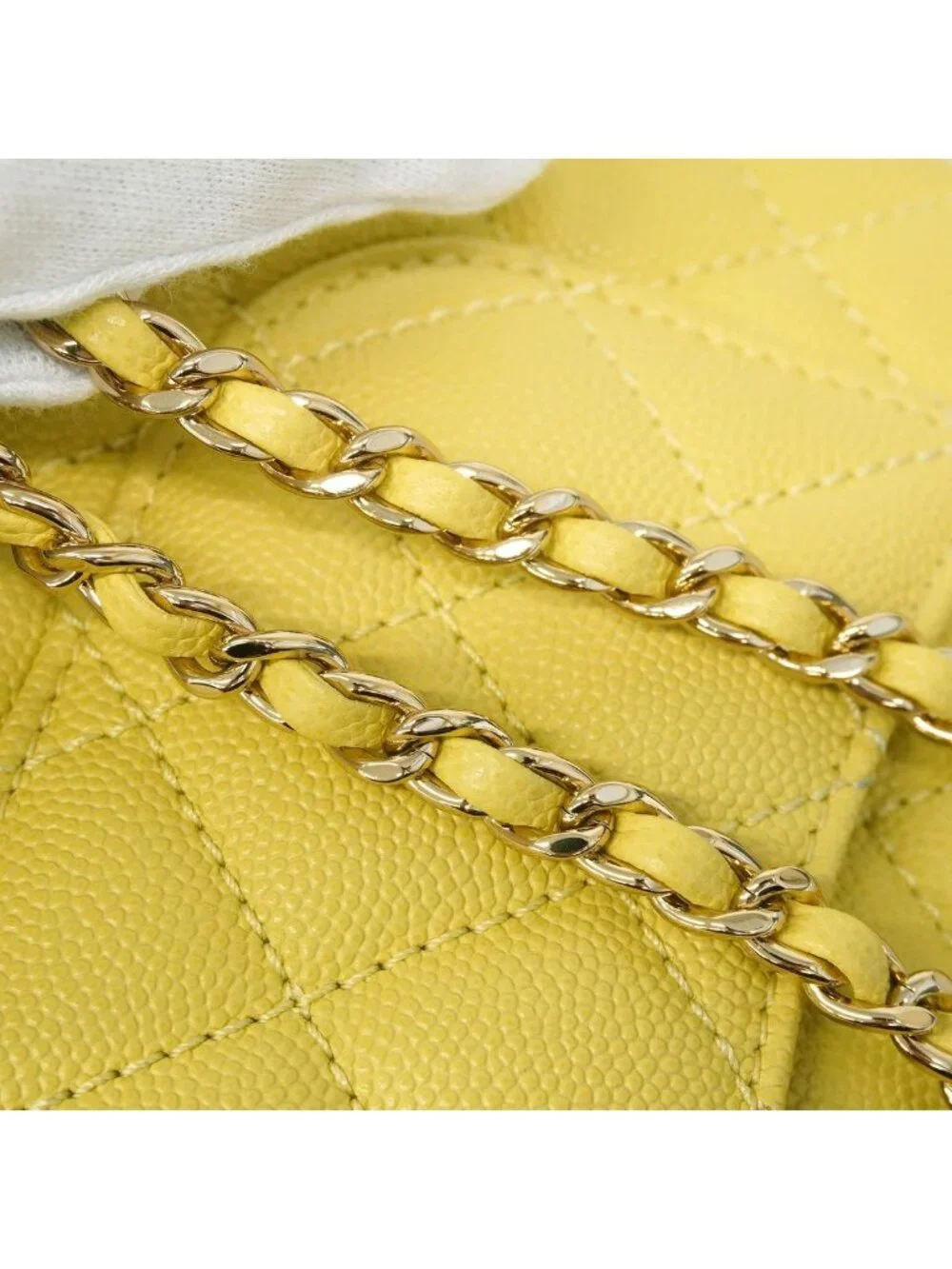 Chanel Handle Coco Caviar Leather Yellow Champagne Gold 2-Way Bag